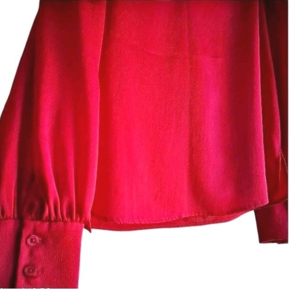 Alex Marie Red Blouse With V-Neck And Long Sleeves Size Small - Picture 5 of 6